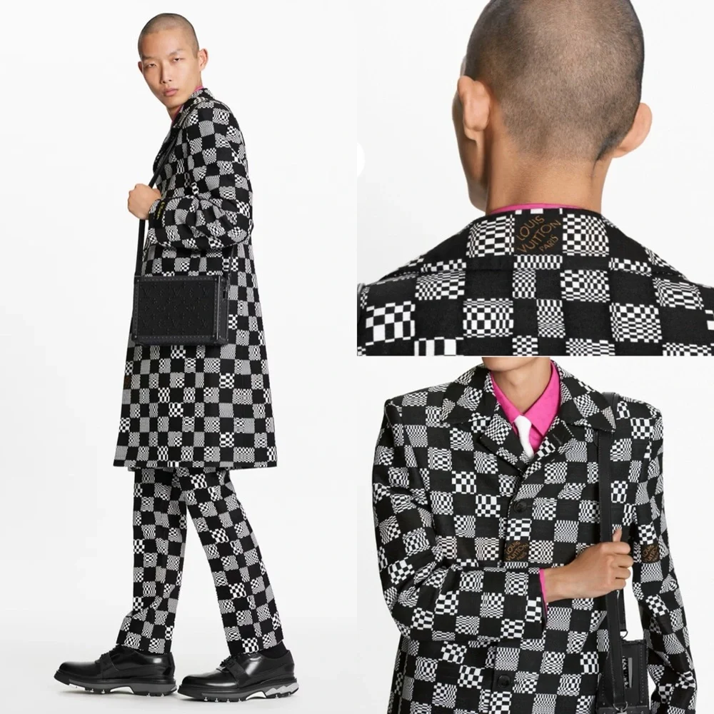 Louis Vuitton Runway Distorted Damier Car Coat - 48 - Picture 5 of 6